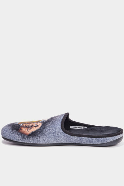 Chaussons mules avec motif gris homme