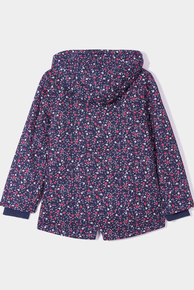 Parka droite à capuche bleu marine fille