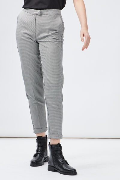 Pantalon droit à pinces blanc femme