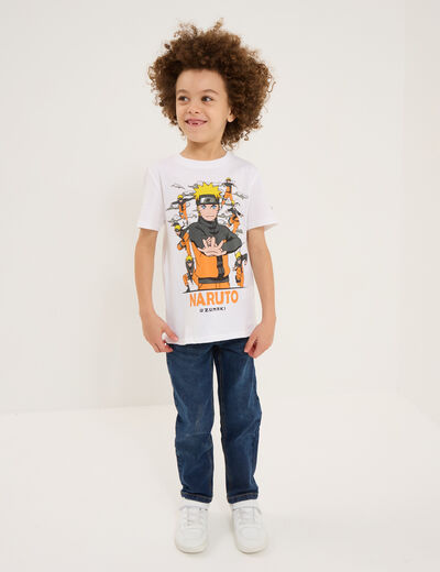 T-shirt manches courtes coton Naruto blanc garçon