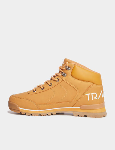 Bottines montantes semelles crant&eacute;es jaune homme