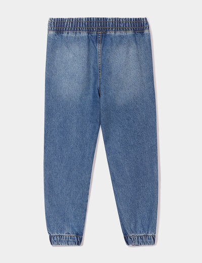 Jeans jogger regular taille élastiquée denim stone garçon