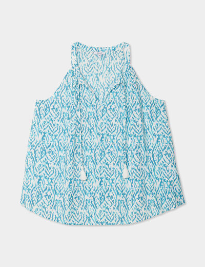 Blouse col avec cordons ecru femme grande taille