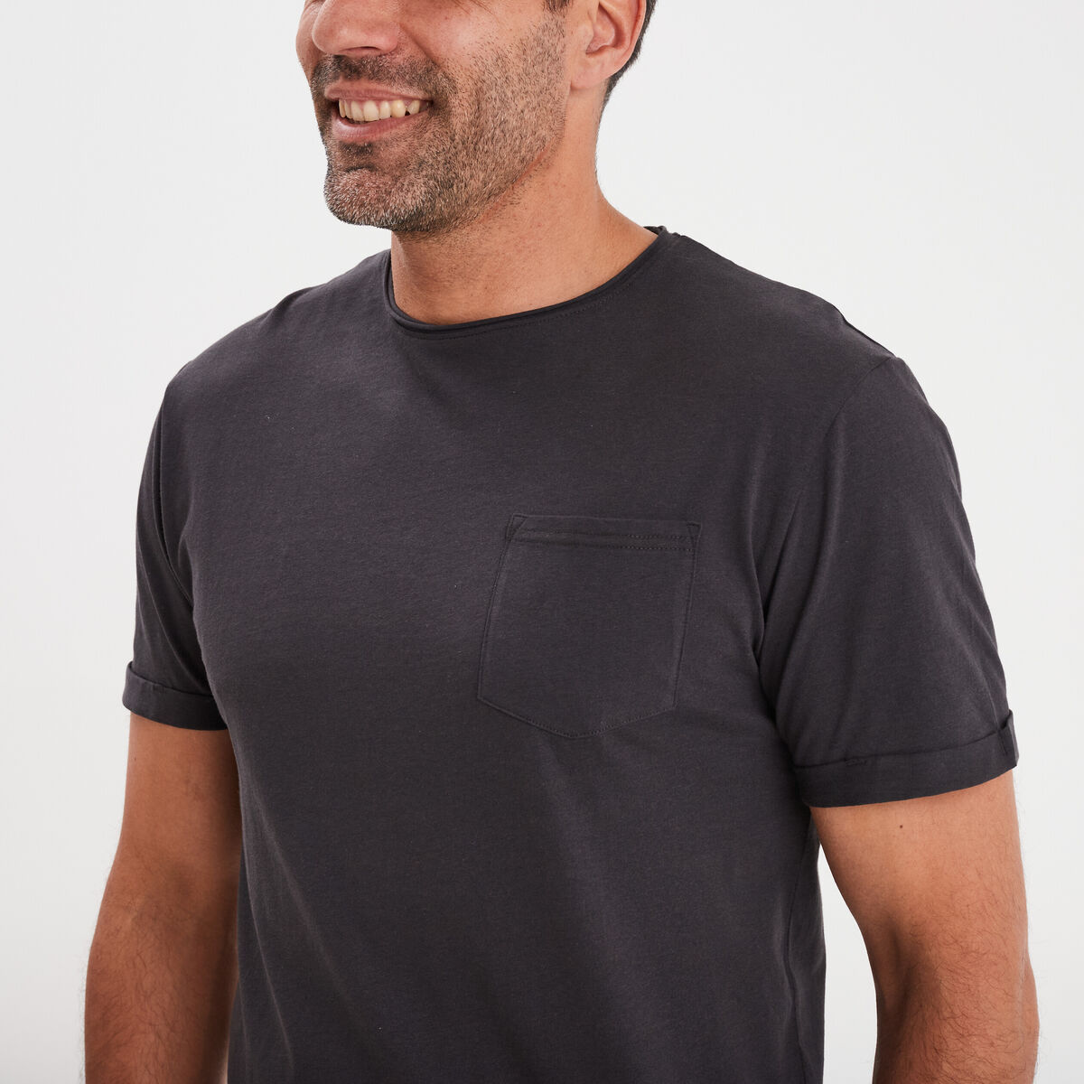 T-shirt col rond manches courtes Liberto gris foncé homme