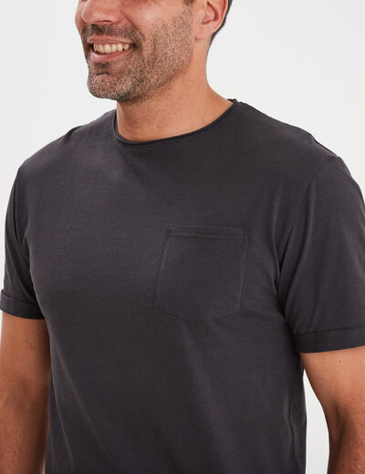T-shirt col rond manches courtes Liberto gris foncé homme
