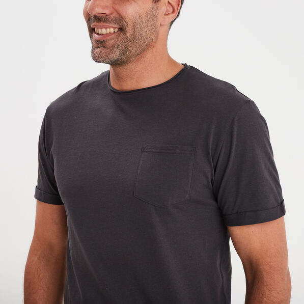T-shirt col rond manches courtes Liberto gris foncé homme