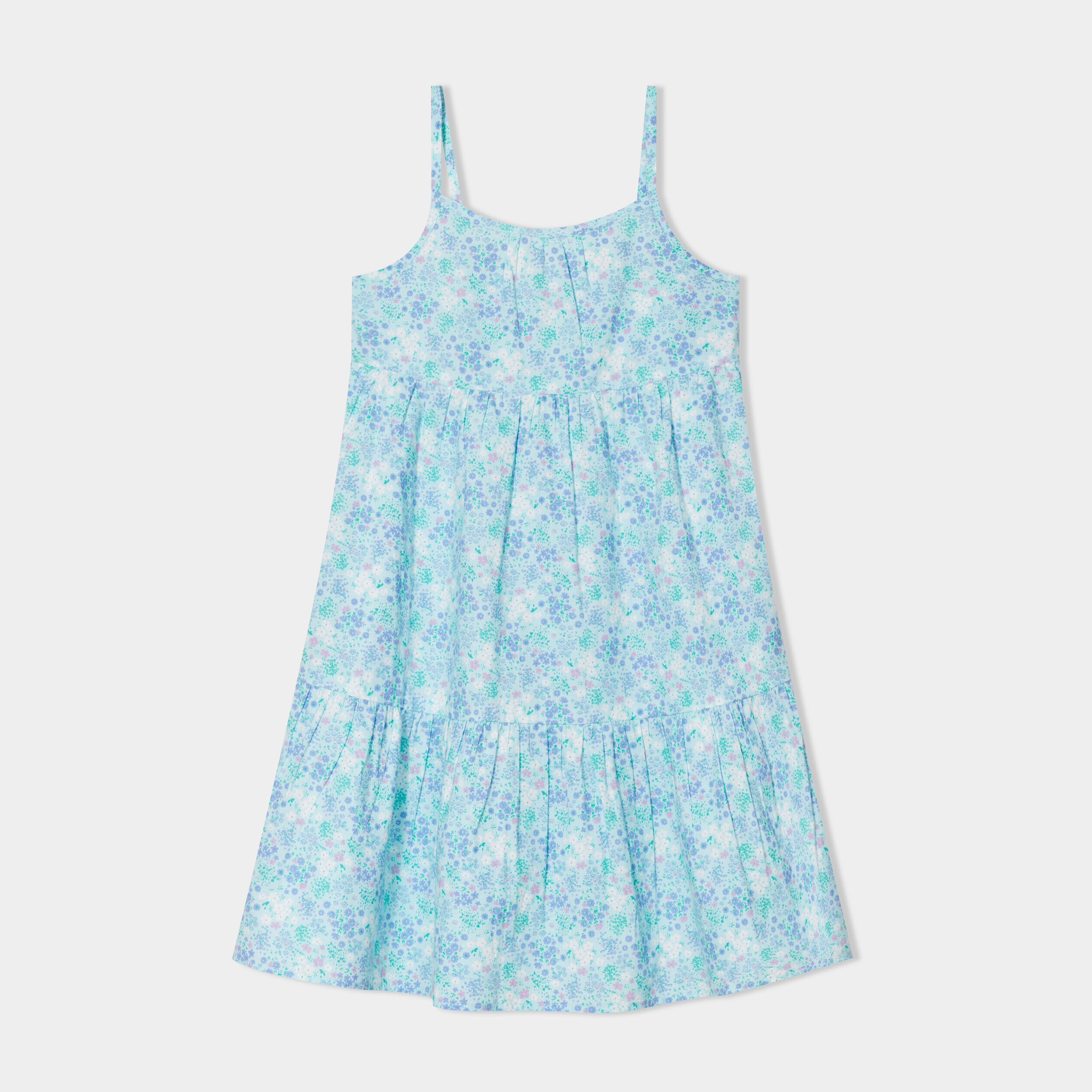 Robe courte à bretelles fines bleu clair fille LH
