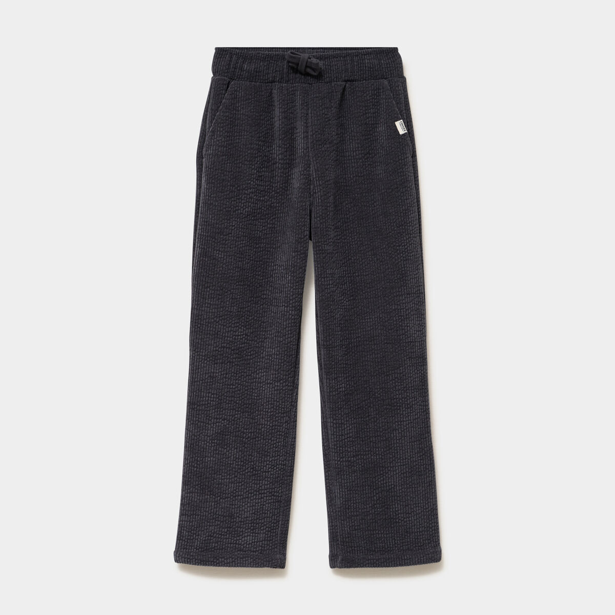 Pantalon relax effet velours c&ocirc;tel&eacute; gris fonc&eacute; gar&ccedil;on