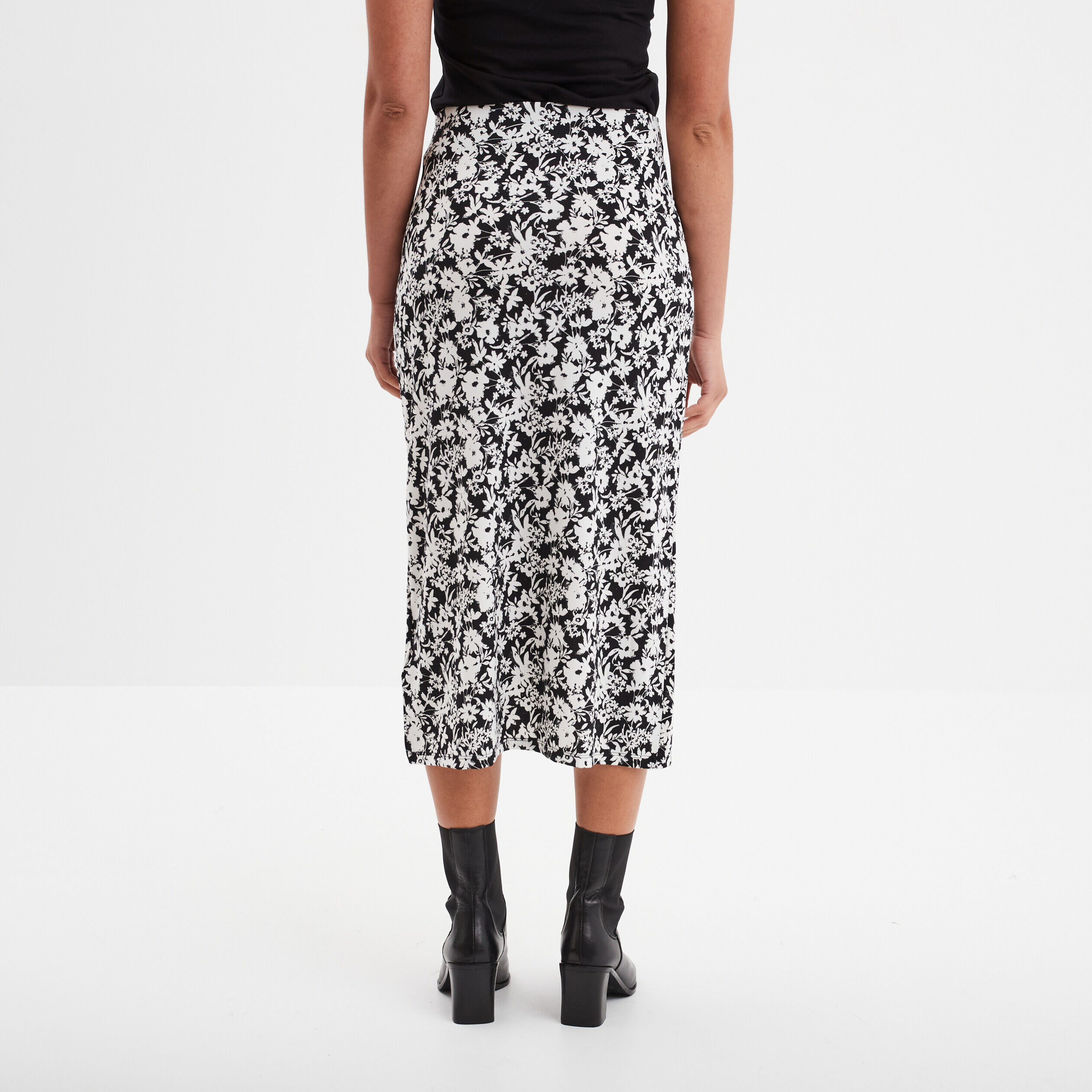Jupe Portefeuille Noire Synthétique Mi-longue - Taille 36-38 - Occasion En Très Bon état