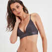 Soutien-gorge triangle côtelé gris foncé femme