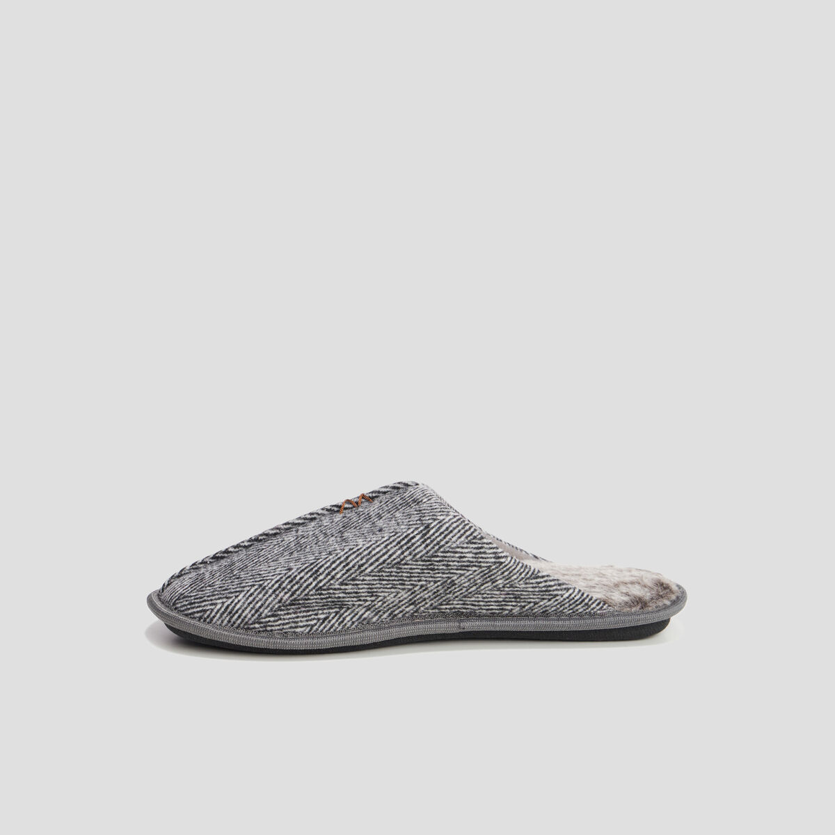 Chaussons mules intérieur fourré gris homme