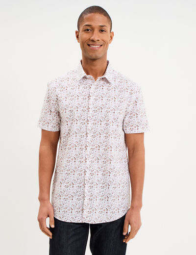 Chemise manches courtes coton ecru homme