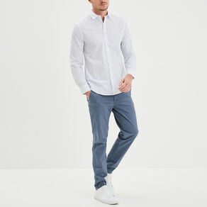 Chemise droite imprimée manches longues blanc homme