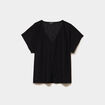 T-shirt dentelle avec boutons noir femme