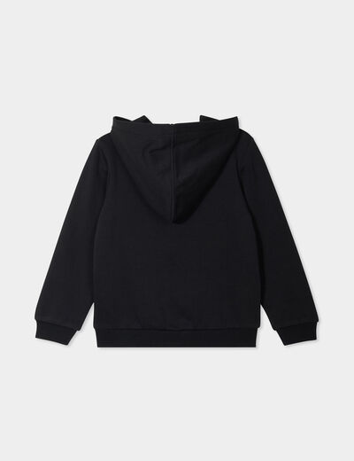 Sweat zipp&eacute; &agrave; capuche droit molleton noir fille