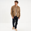 Blouson bomber effet su&eacute;dine taupe homme