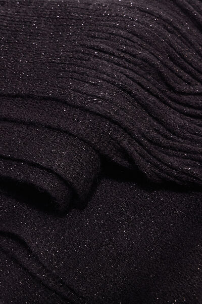 &Eacute;charpe tricot&eacute;e &agrave; franges noir femme