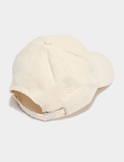 Casquette bombée effet velours côtelé ivoire femme