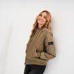 Blouson d&eacute;perlant col teddy vert kaki femme