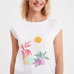 T-shirt col rond manches courtes ecru femme
