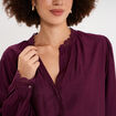 Blouse manches longues col dentelle violet fonc&eacute; femme