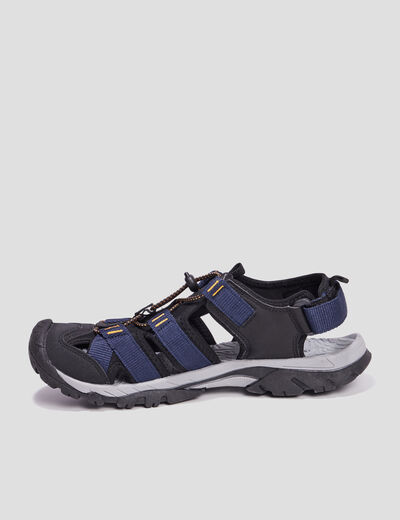 Sandales à scratch et lacets élastiqués bleu marine homme