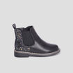 Bottines chelsea &agrave; paillettes en cuir noir fille