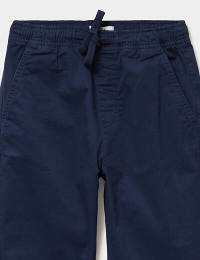 Pantalon chino droit taille ajustable bleu marine gar&ccedil;on