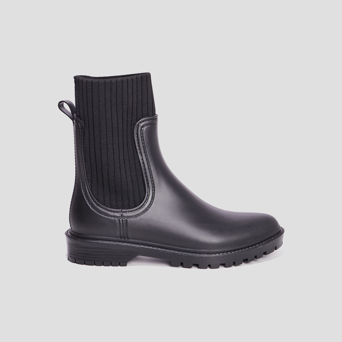 Bottes de pluie façon chaussette noir femme