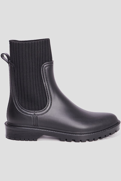 Bottes de pluie façon chaussette noir femme