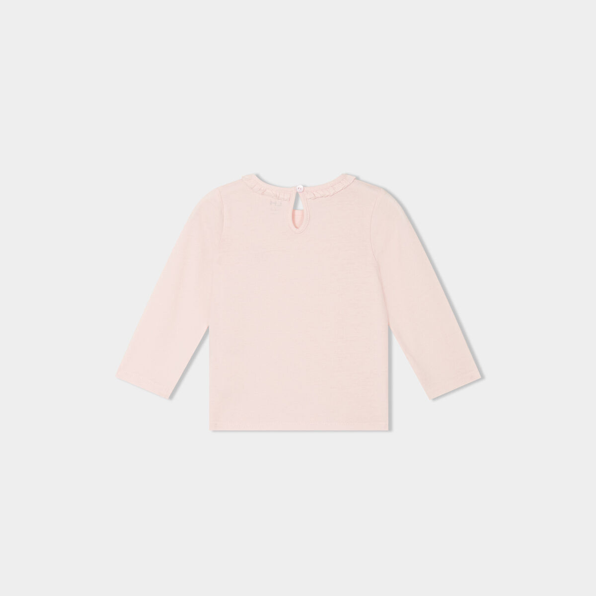 Lot 3 t-shirts col rond &agrave; volants coton rose clair b&eacute;b&eacute; fille