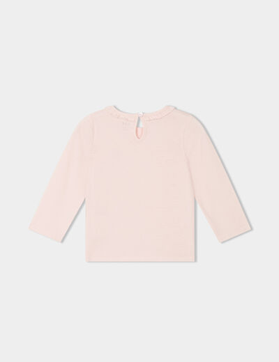 Lot 3 t-shirts col rond à volants coton rose clair bébé fille