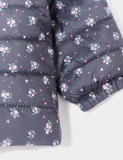 Doudoune oversize zippée à capuche gris foncé bébé fille