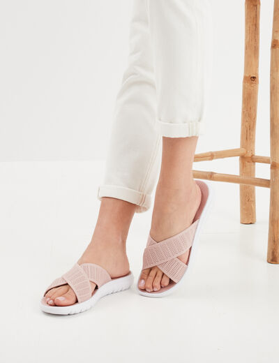Mules aspect tricoté Confortissimo rose femme