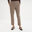 Pantalon droit taille haute à pinces marron femme