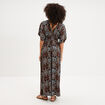 Robe fluide longue col et dos en V noir femme