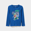 T-shirt col rond manches longues coton bleu garçon