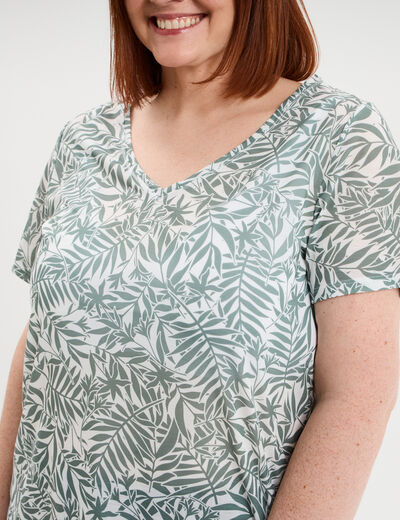 T-shirt manches courtes ecru femme grande taille