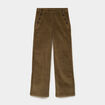 Pantalon &agrave; pont velours 7/8&egrave;me vert kaki femme
