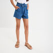 Short en jean avec ceinture noeud taille denim stone fille