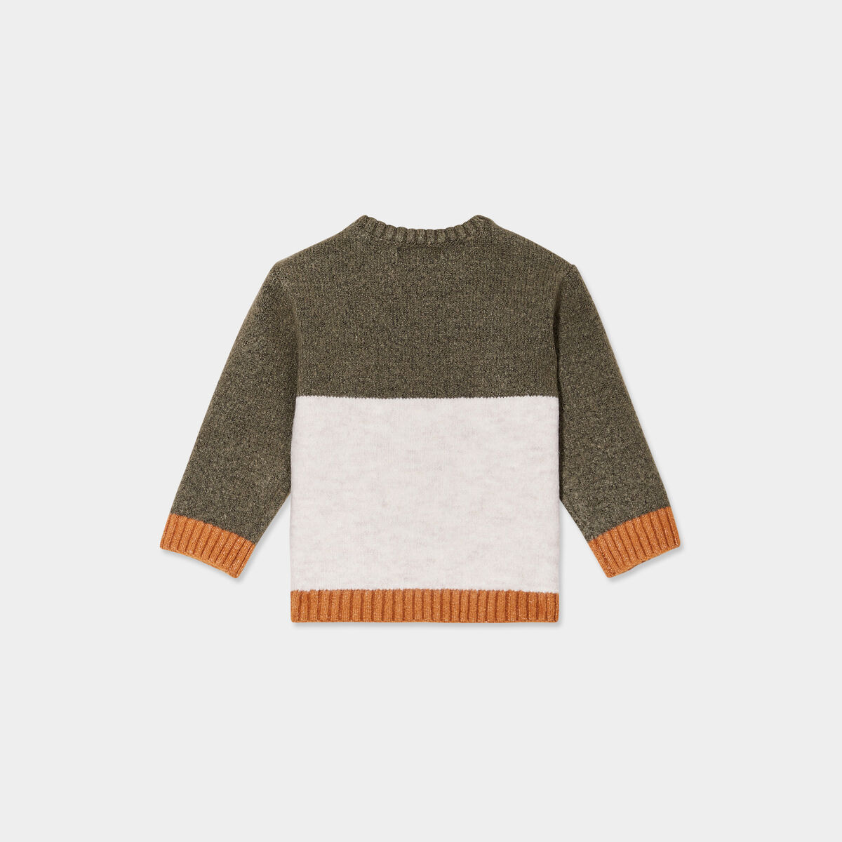 Pull épaule boutonnée col rond Kimbaloo vert kaki bébé garçon