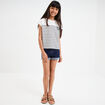 T-shirt manches courtes col rond coton ecru fille