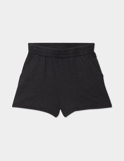 Short de jogging taille élastiquée noir femme