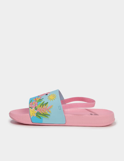 Claquettes avec bride &eacute;lastique au talon multicolore fille