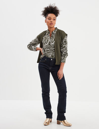 Chemise manches longues vert kaki femme