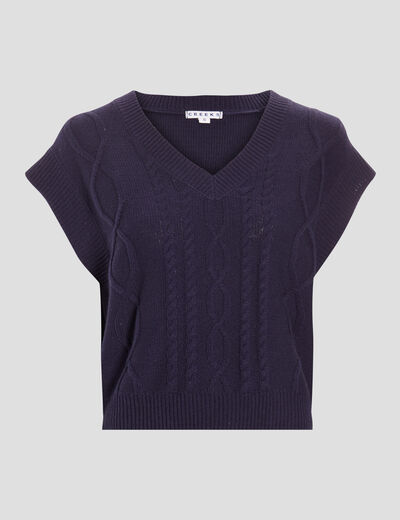 Pull Sans Manches Femme Col V Oversize Maille Tricot - Gilet Fin Chaud Confortable