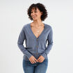 Gilet col en V boutonné bleu gris femme
