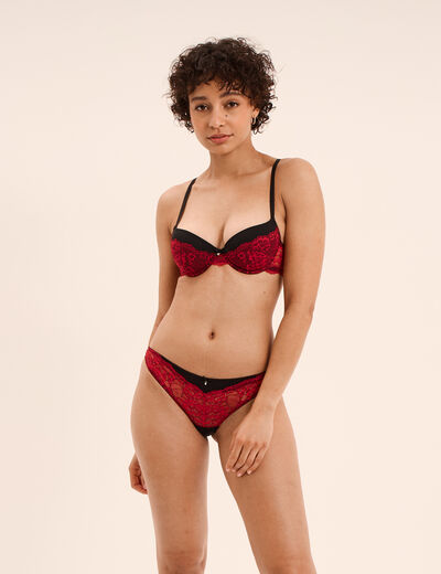 Soutien-gorge corbeille micro dentelle rouge femme