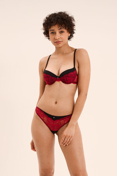 Soutien-gorge corbeille micro dentelle rouge femme