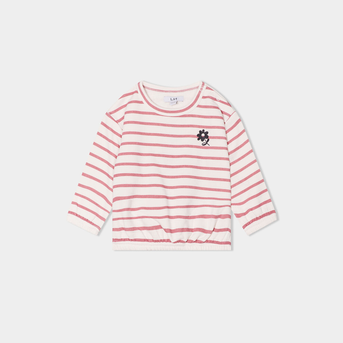 Sweat manches longues détails pailletés vieux rose bébé fille